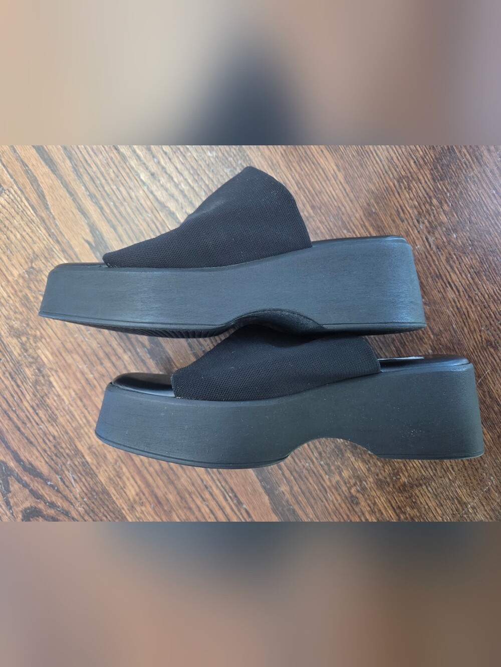 Steve Madden Slinky30 Sandals Women's 37 / 6.5 Black Slide Chunky Platform Wedge - Picture 4 of 8